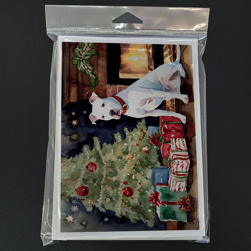 NEW White Pit Bull Terrier Christmas Greeting Cards Pack of 8 Blank Cards with Envelopes Whimsical A7 Size 5x7 Blank Note Cards