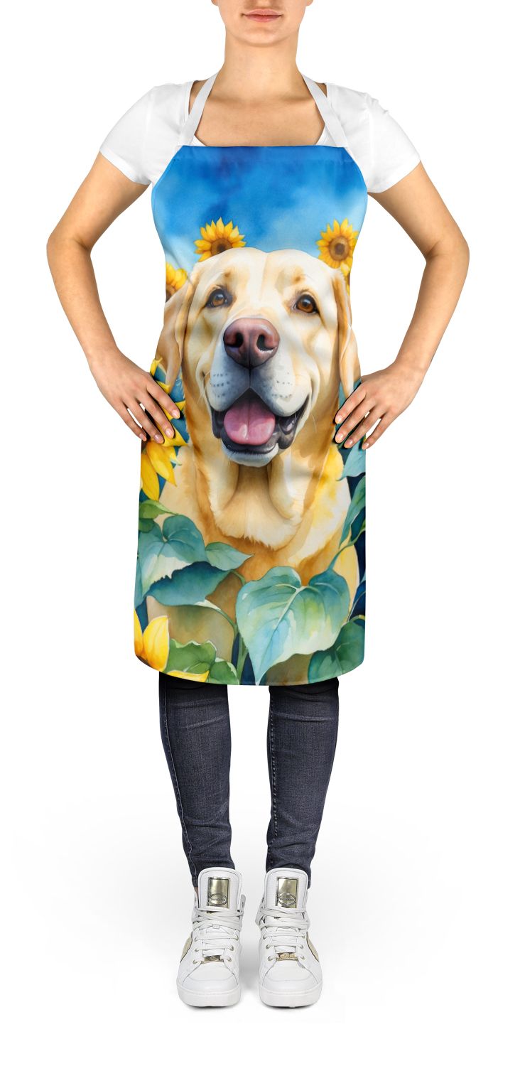 Labrador Retriever in Sunflowers Apron Cooking Kitchen Server Baking Crafts Gardening for Adult Women Men, Unisex, Large, Multicolor