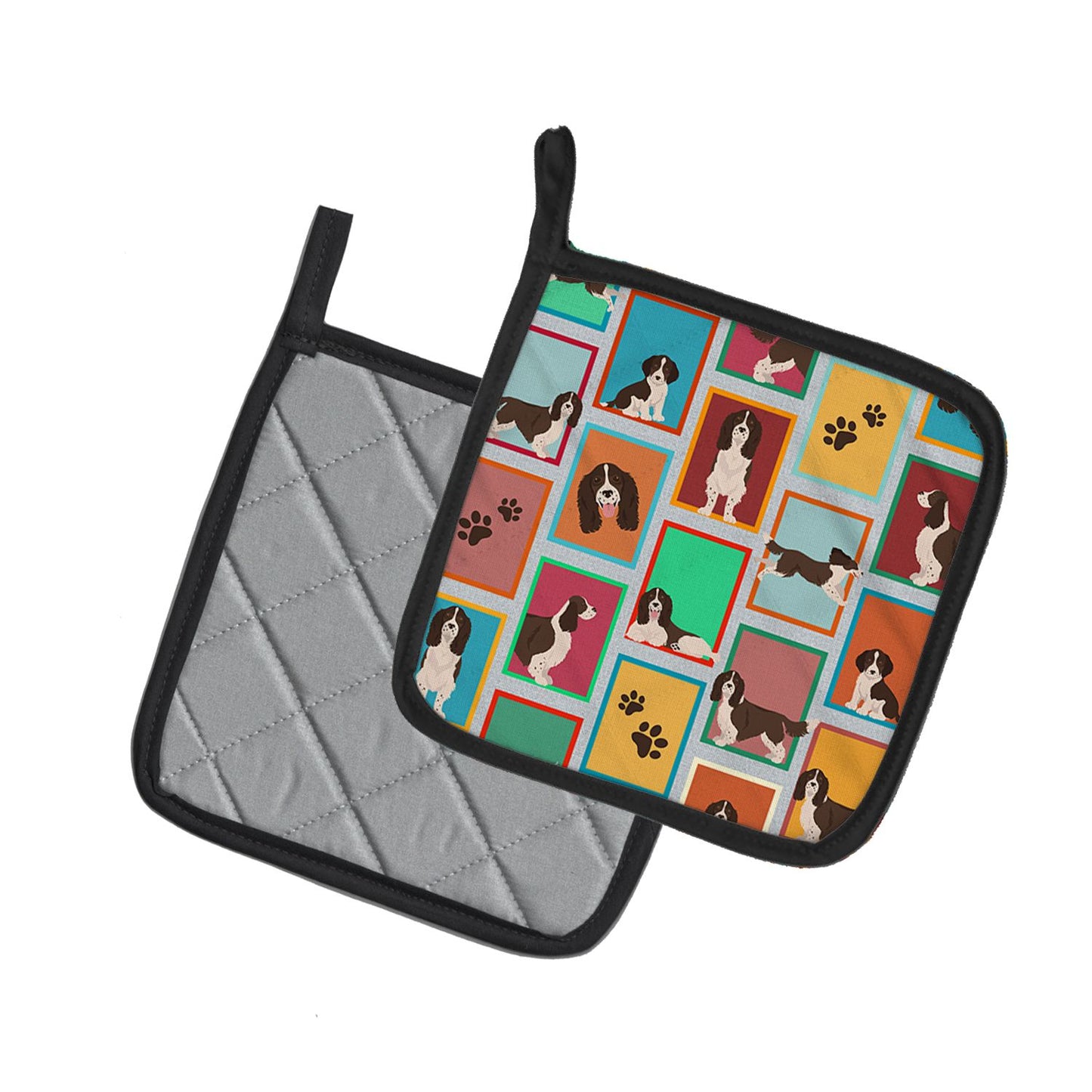 Lots of Liver English Springer Spaniel Pair of Pot Holders Kitchen Heat Resistant Pot Holders Sets Oven Hot Pads for Cooking Baking BBQ, 7 1/2 x 7 1/2