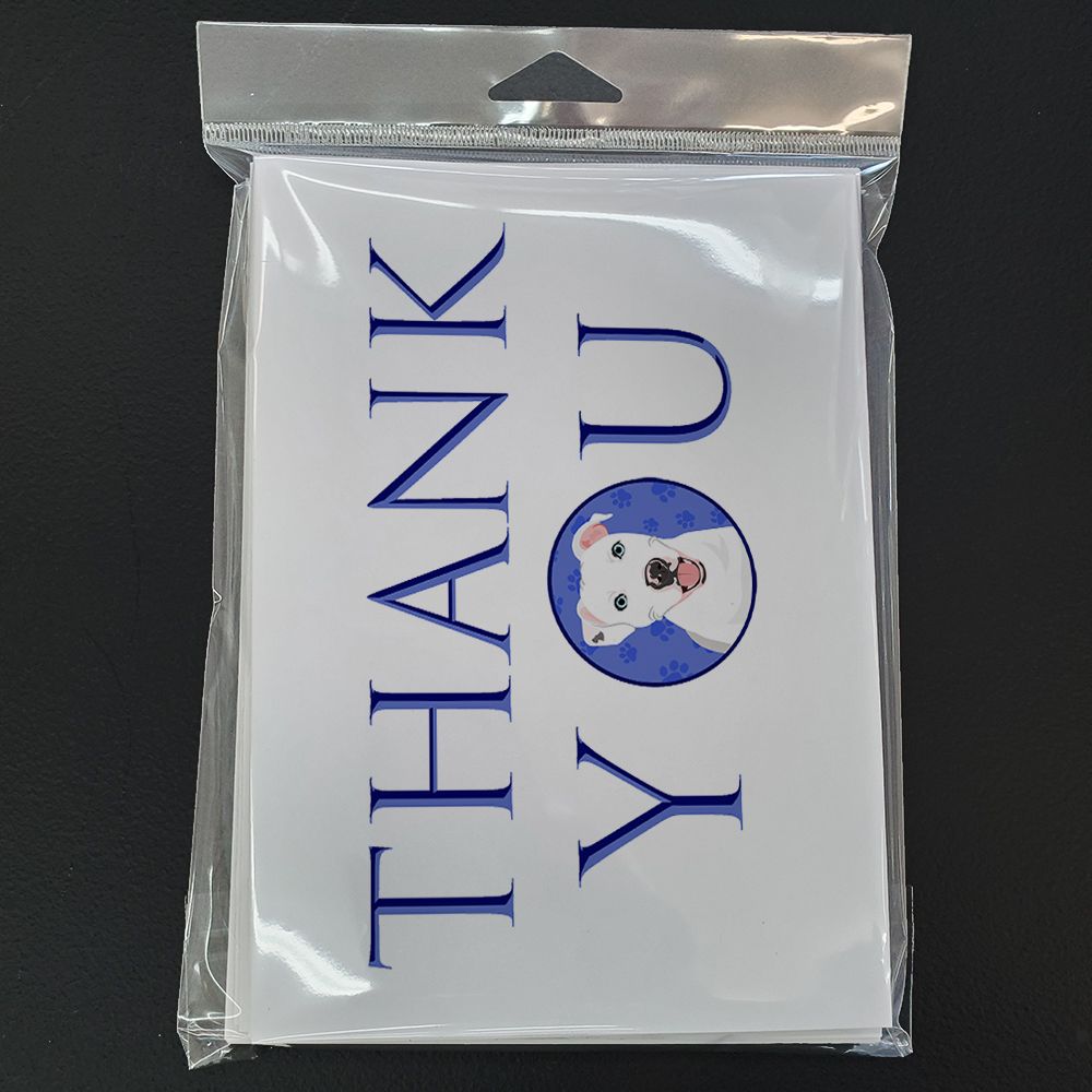 Pit Bull White #1 Thank You Greeting Cards Pack of 8 Blank Cards with Envelopes Whimsical A7 Size 5x7 Blank Note Cards