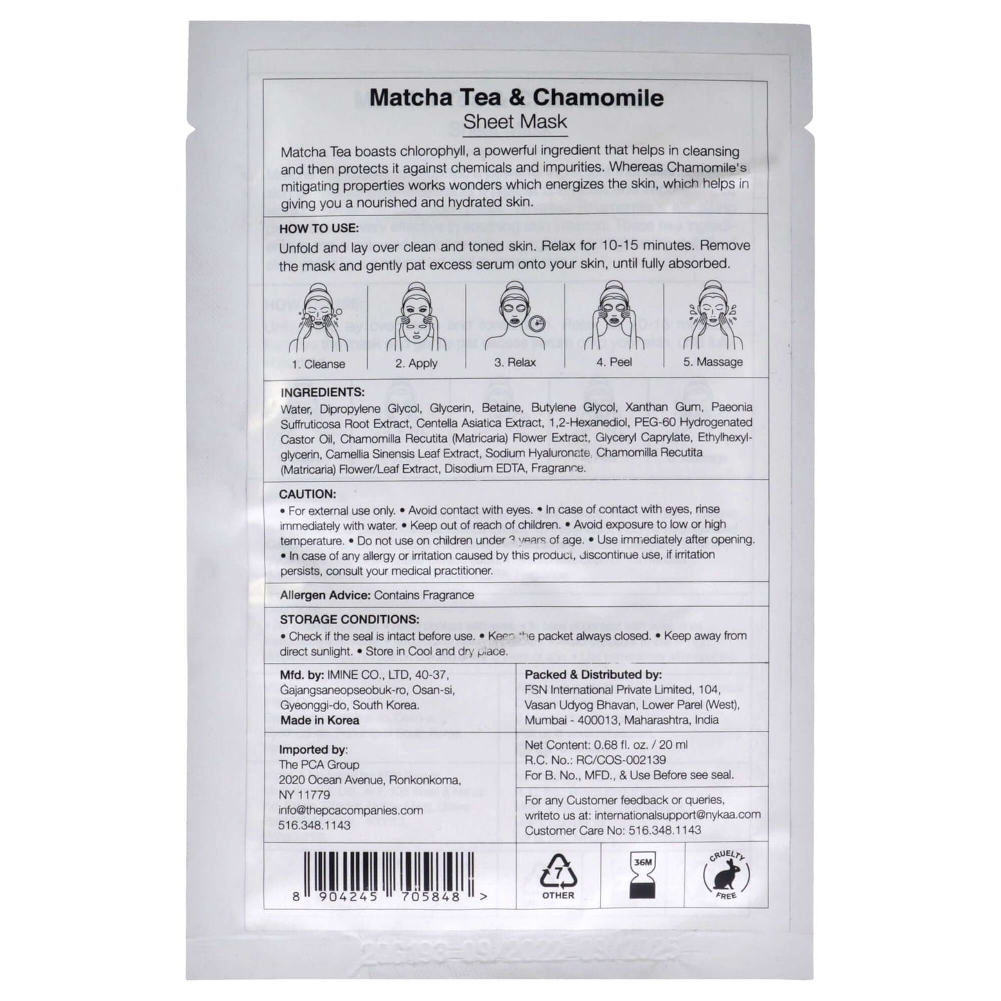 Skin Secrets Sheet Mask - Matcha Tea and Chamomile by Nykaa Naturals for Women - 1 Pc Mask