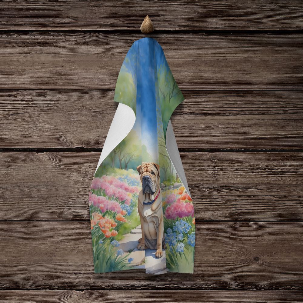 Shar Pei Spring Path Kitchen Towel Dish Cloths Guest Hand Towel Decorative Bathroom Towel for Face,Tea, Dishcloth, Kitchen and Bath
