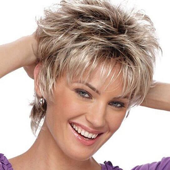 Women Fashion Short Haircut Shag Short Curly Ombre Wig with Cap Party Club - Clothes For Her Online Store