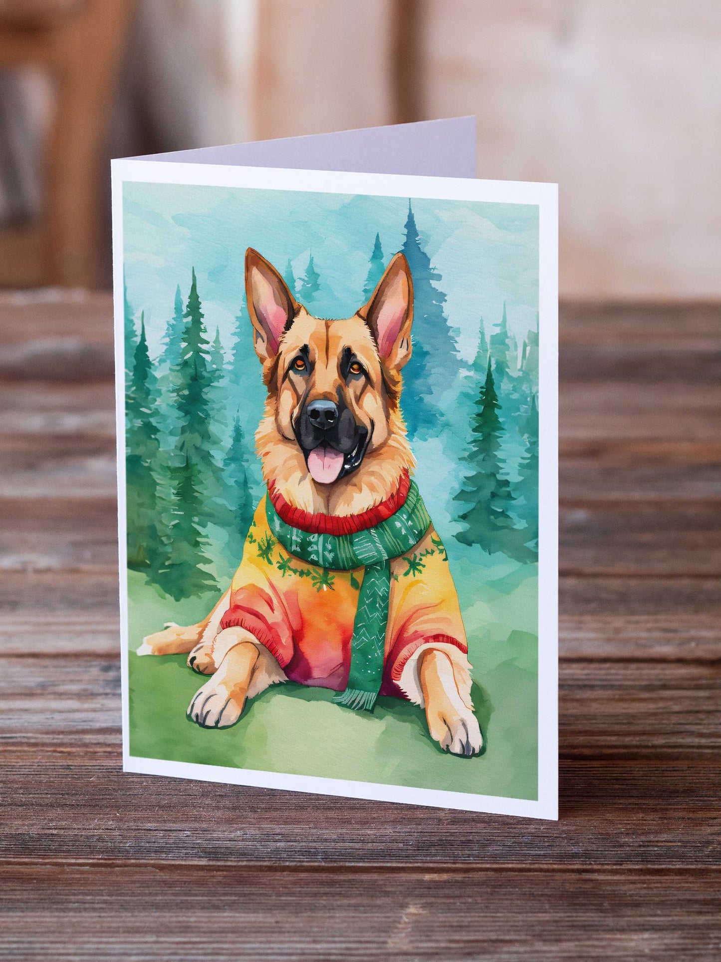 German Shepherd Christmas Greeting Cards Pack of 8 Blank Cards with Envelopes Whimsical A7 Size 5x7 Blank Note Cards