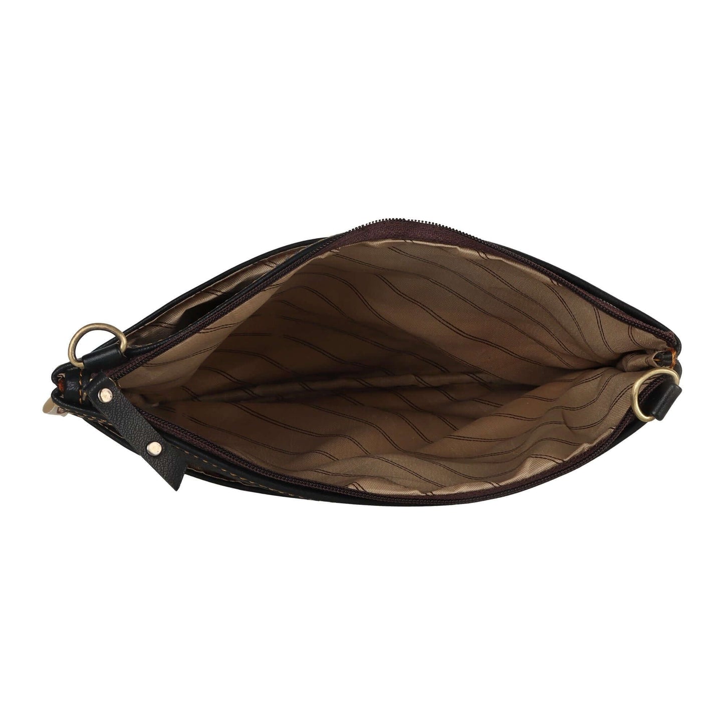 Brook Wide Crossbody Bag made with upcycled leather + premium vegan leather in Black