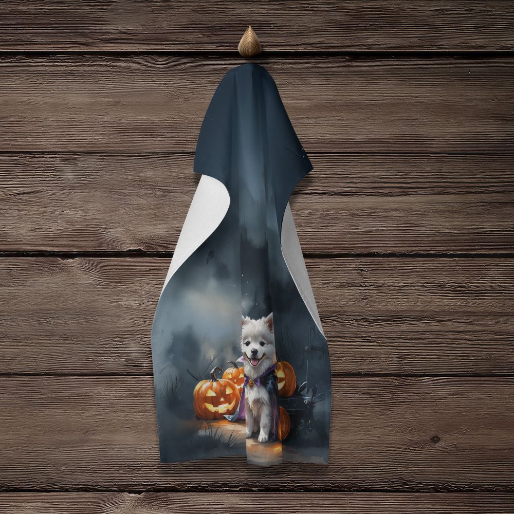 Samoyed Puppy Halloween Kitchen Towel Dish Cloths Guest Hand Towel Decorative Bathroom Towel for Face,Tea, Dishcloth, Kitchen and Bath