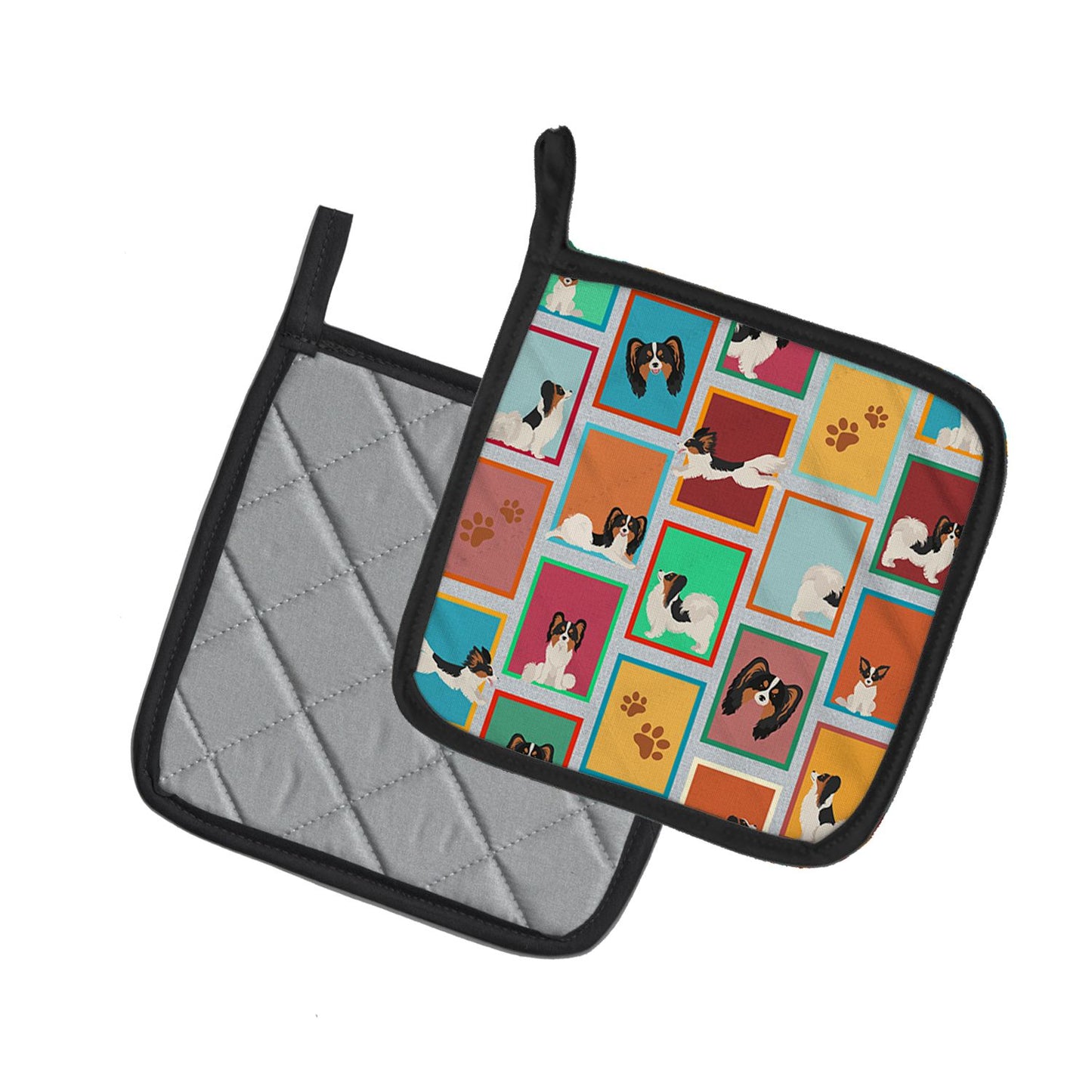 Lots of Tricolor Papillon Pair of Pot Holders Kitchen Heat Resistant Pot Holders Sets Oven Hot Pads for Cooking Baking BBQ, 7 1/2 x 7 1/2