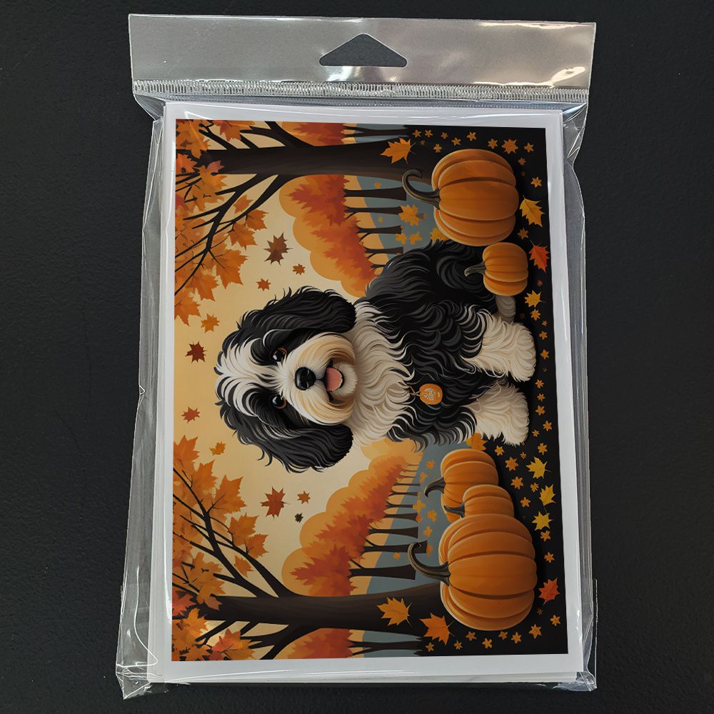 Havanese Fall Greeting Cards Pack of 8 Blank Cards with Envelopes Whimsical A7 Size 5x7 Blank Note Cards