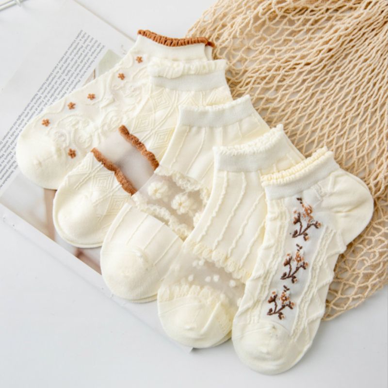 5Pairs Lot Cute Women Short Socks Boat Chaussette Femme Skarpety Cotton Ankle Meias Sock Female Breathable Calcetines Mujer