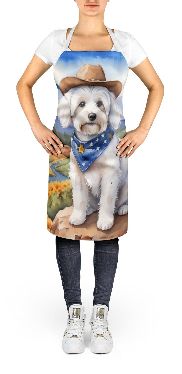 Coton de Tulear Cowboy Welcome Apron Cooking Kitchen Server Baking Crafts Gardening for Adult Women Men, Unisex, Large, Multicolor