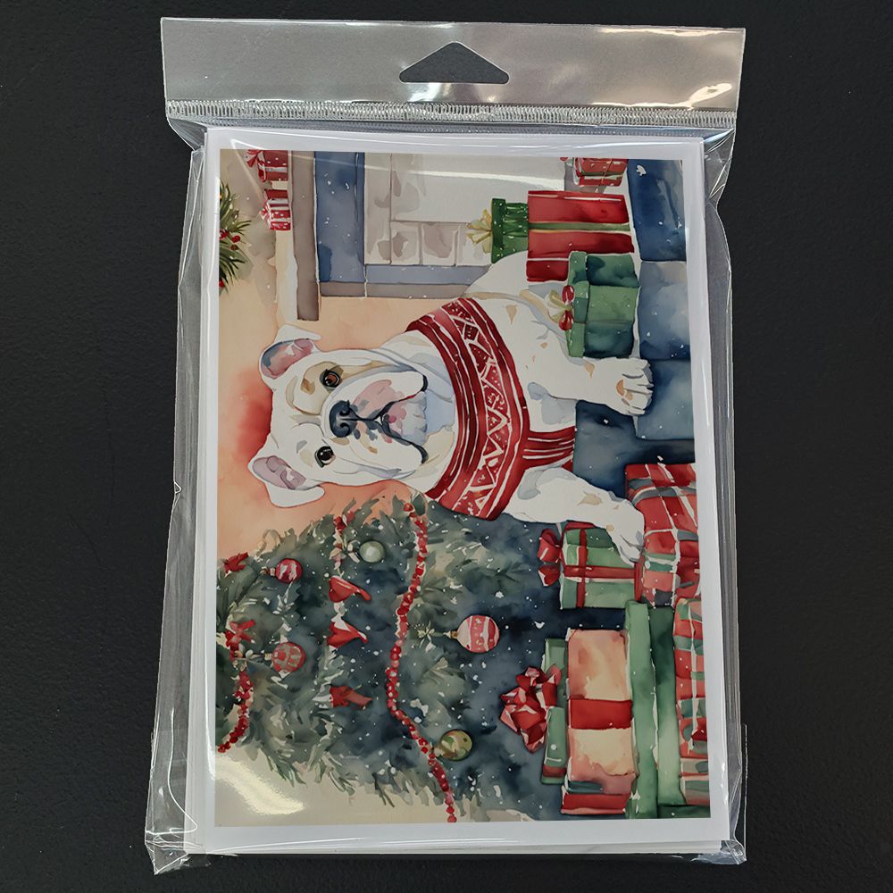 White English Bulldog Christmas Greeting Cards Pack of 8 Blank Cards with Envelopes Whimsical A7 Size 5x7 Blank Note Cards