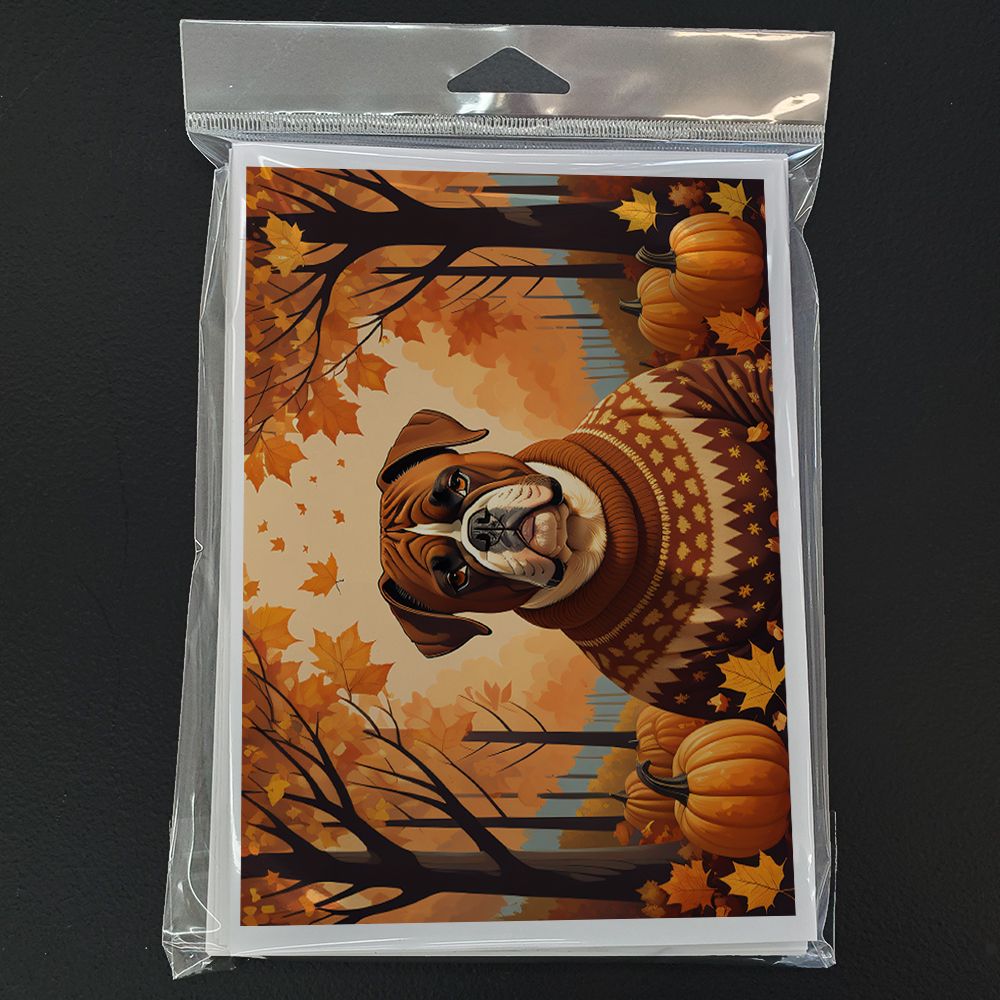Boxer Fall Greeting Cards Pack of 8 Blank Cards with Envelopes Whimsical A7 Size 5x7 Blank Note Cards