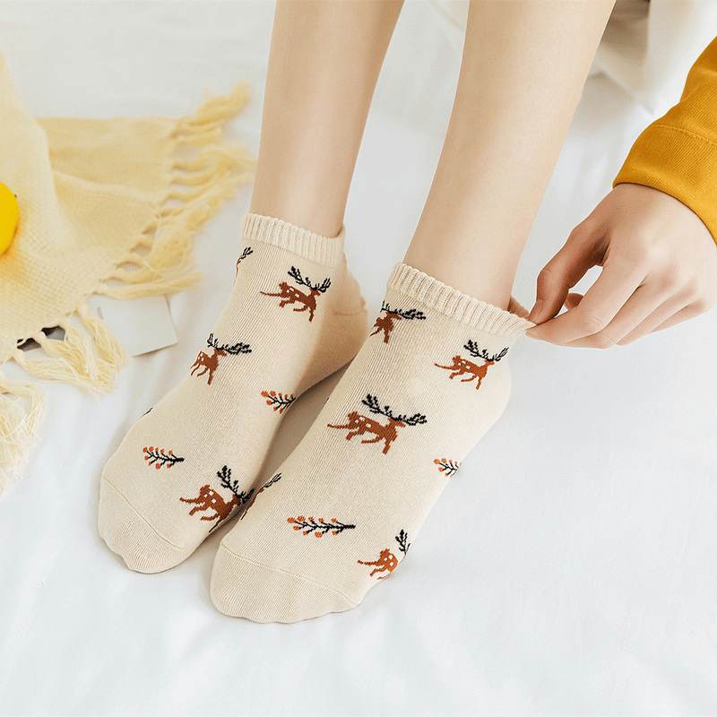 5Pairs Women Socks Short Boat Invisiable Chaussette Femme Skarpety Cotton Ankle Meias Sock Female Breathable Calcetines Mujer