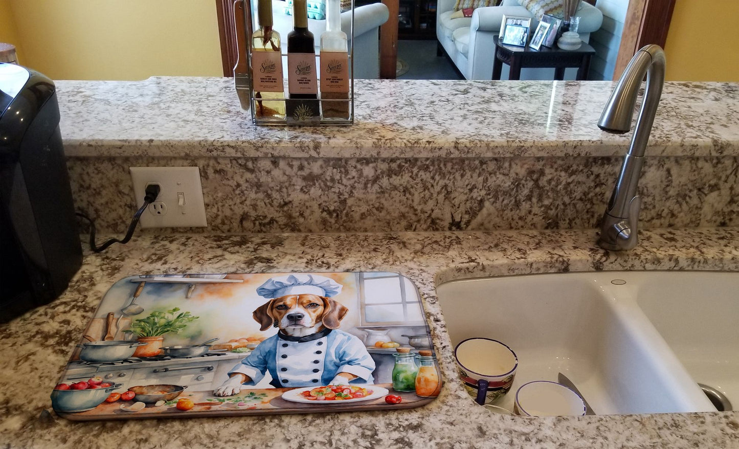 Beagle The Chef Dish Drying Mat Absorbent Dish Drying Mat Pad for Kitchen Counter Dish Drainer Mat for Countertop, 14 x 21", Multicolor
