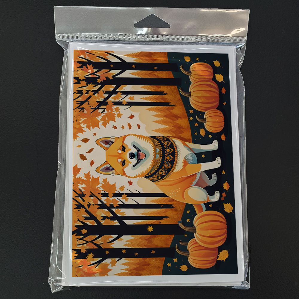Shiba Inu Fall Greeting Cards Pack of 8 Blank Cards with Envelopes Whimsical A7 Size 5x7 Blank Note Cards