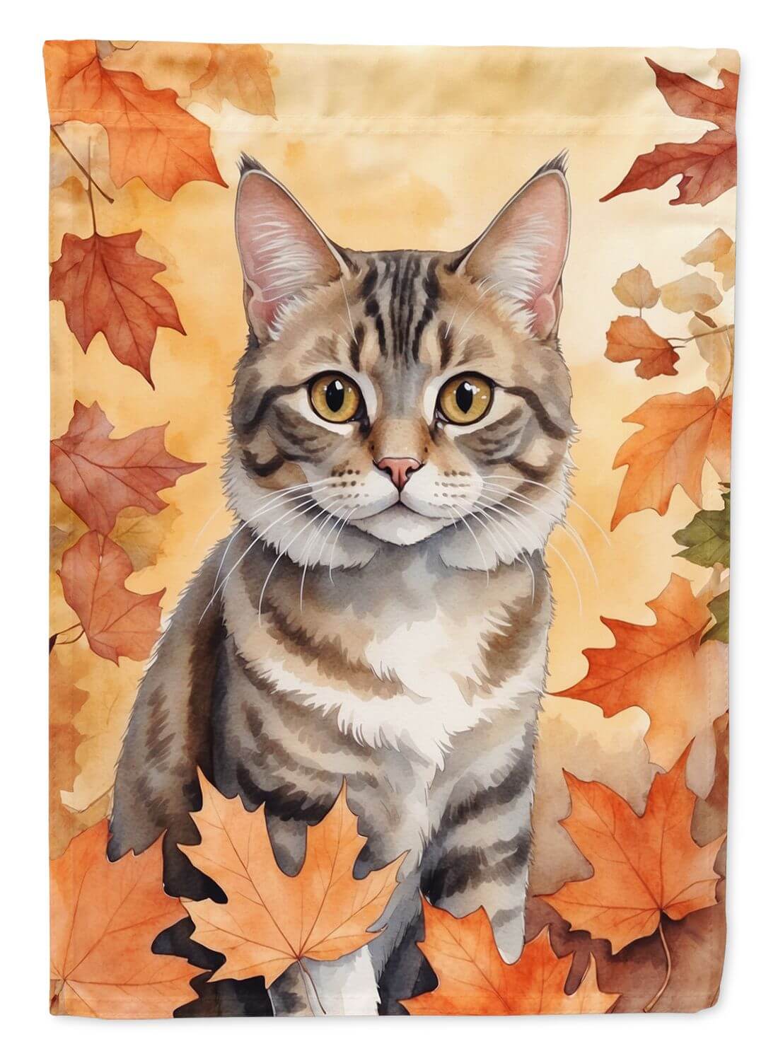 American Bobtail Cat in Fall Leaves Garden Flag Mailbox Flag Decorative Yard Flag Banner Outside Patio Artwork Yard Flower Beds, Garden Size, Multicolor