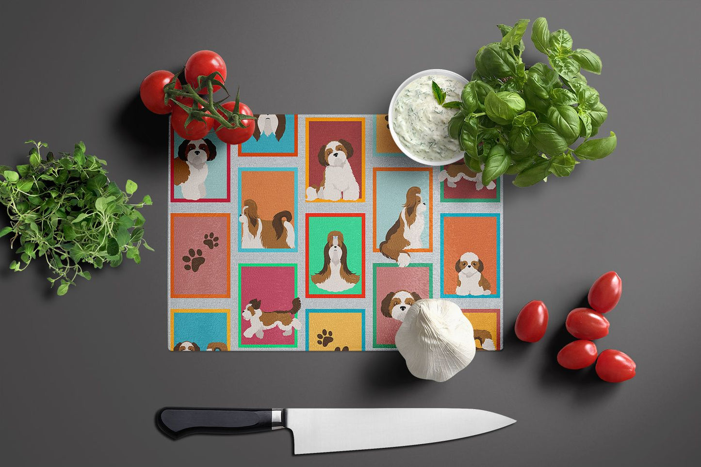 NEW Lots of Shih Tzu Glass Cutting Board Decorative Tempered Glass Kitchen Cutting and Serving Board Large Size Chopping Board