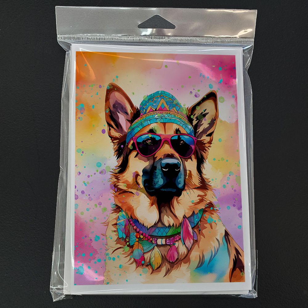 German Shepherd Hippie Dawg Greeting Cards Pack of 8 Blank Cards with Envelopes Whimsical A7 Size 5x7 Blank Note Cards