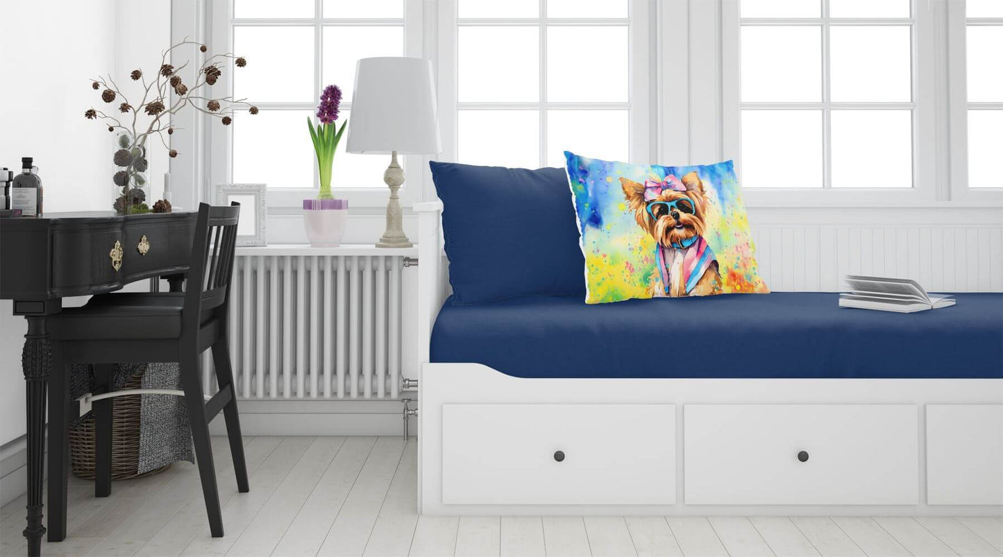 Yorkshire Terrier Hippie Dawg Standard Pillowcase Lightweight Super Soft Easy Care Decorative Artwork Pillowcase, Standard