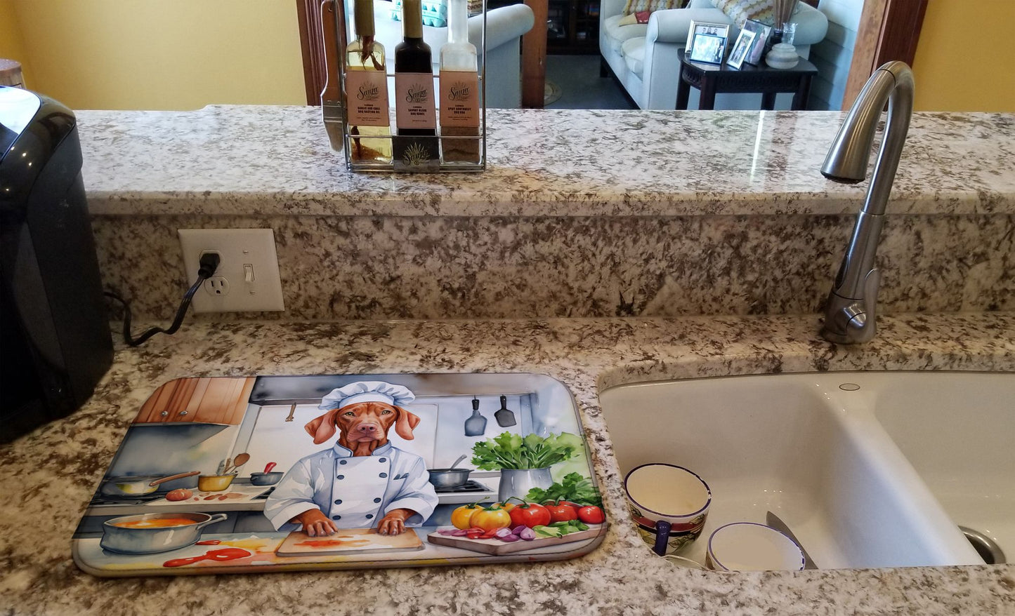 Vizsla The Chef Dish Drying Mat Absorbent Dish Drying Mat Pad for Kitchen Counter Dish Drainer Mat for Countertop, 14 x 21", Multicolor