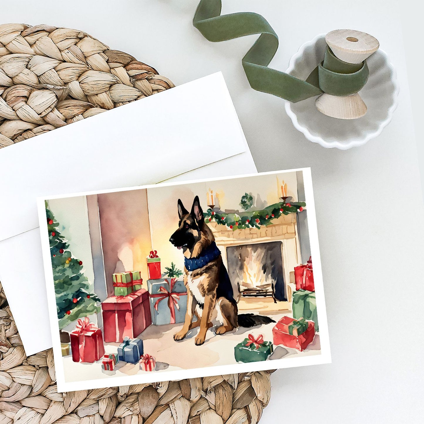German Shepherd Christmas Greeting Cards Pack of 8 Blank Cards with Envelopes Whimsical A7 Size 5x7 Blank Note Cards