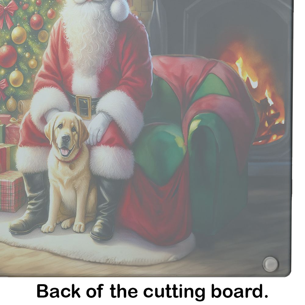 Labrador Retriever and Santa Claus Glass Cutting Board Decorative Tempered Glass Kitchen Cutting and Serving Board Large Size Chopping Board