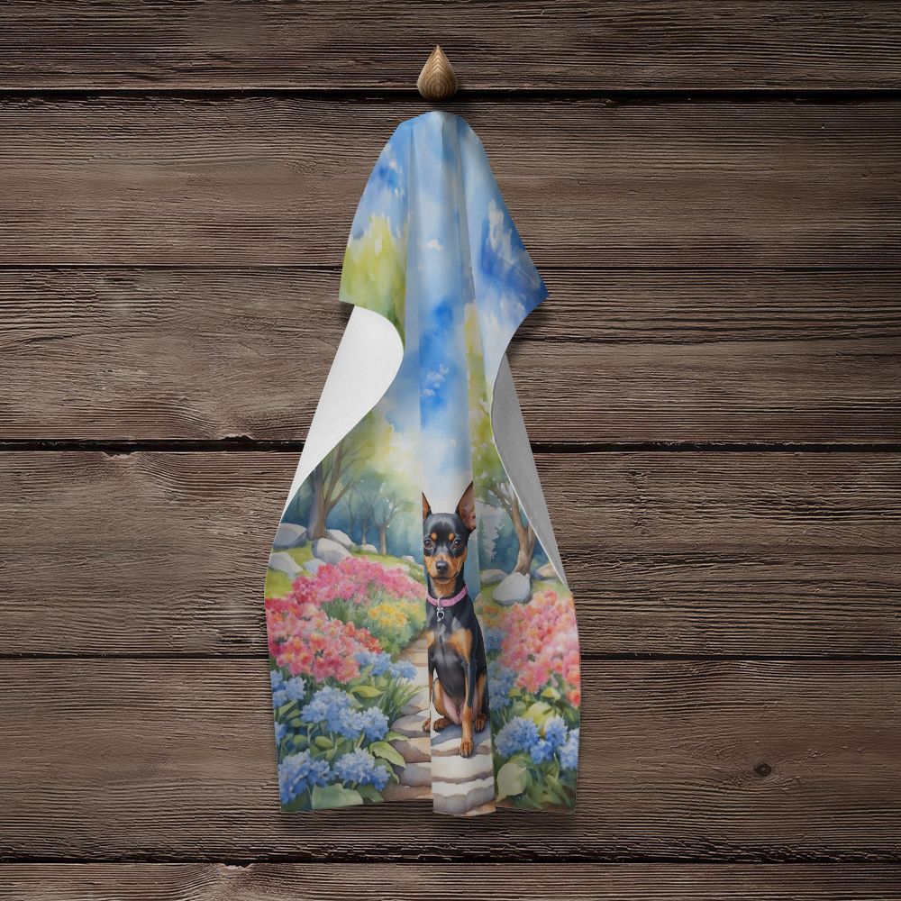 Miniature Pinscher Spring Path Kitchen Towel Dish Cloths Guest Hand Towel Decorative Bathroom Towel for Face,Tea, Dishcloth, Kitchen and Bath