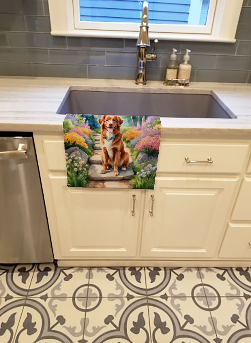 Nova Scotia Duck Tolling Retriever Spring Path Kitchen Towel Dish Cloths Guest Hand Towel Decorative Bathroom Towel for Face,Tea, Dishcloth, Kitchen and Bath