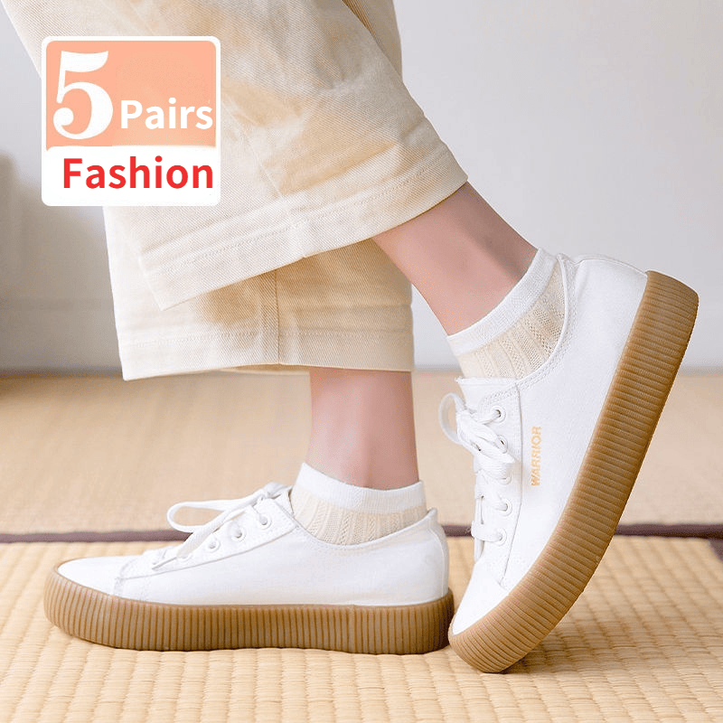 5 Pairs/Pack Woman Cotton Ankle Invisible Socks Embroidery Novelty Cute Breathable Boat Short Sock Chausette Calcetines Mujer