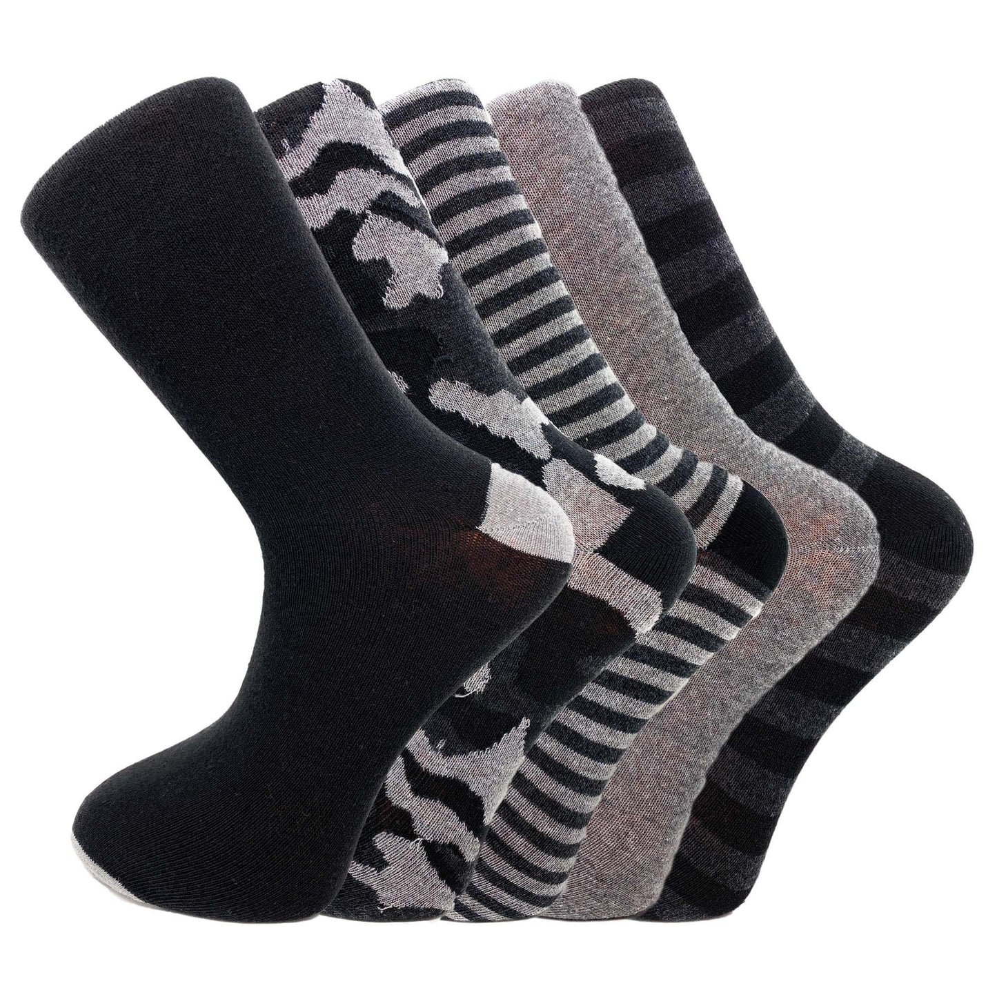 Men's Cotton Crew Dress Socks 5 Pairs Business Casual Moisture-Wicking