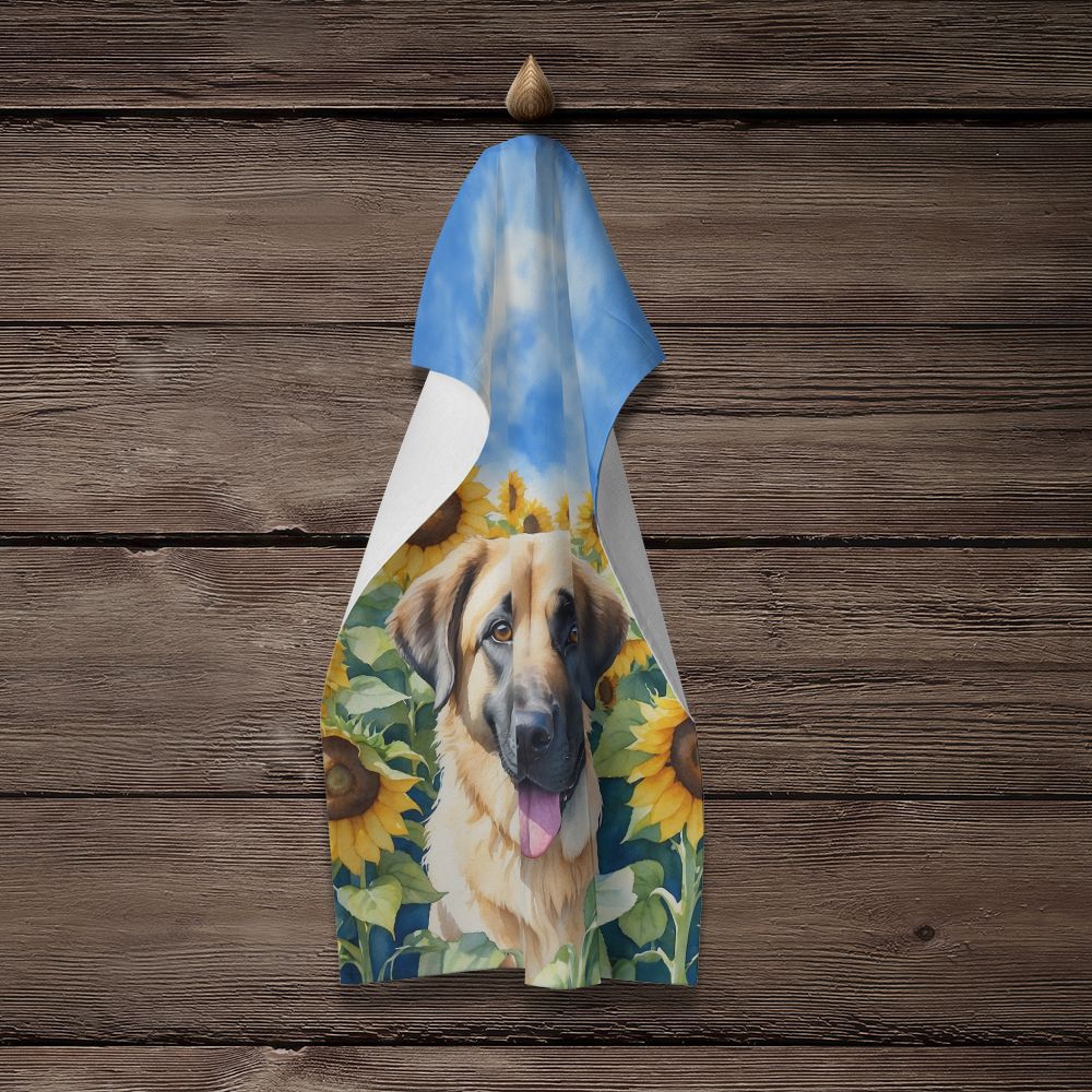 Anatolian Shepherd in Sunflowers Kitchen Towel Dish Cloths Guest Hand Towel Decorative Bathroom Towel for Face,Tea, Dishcloth, Kitchen and Bath