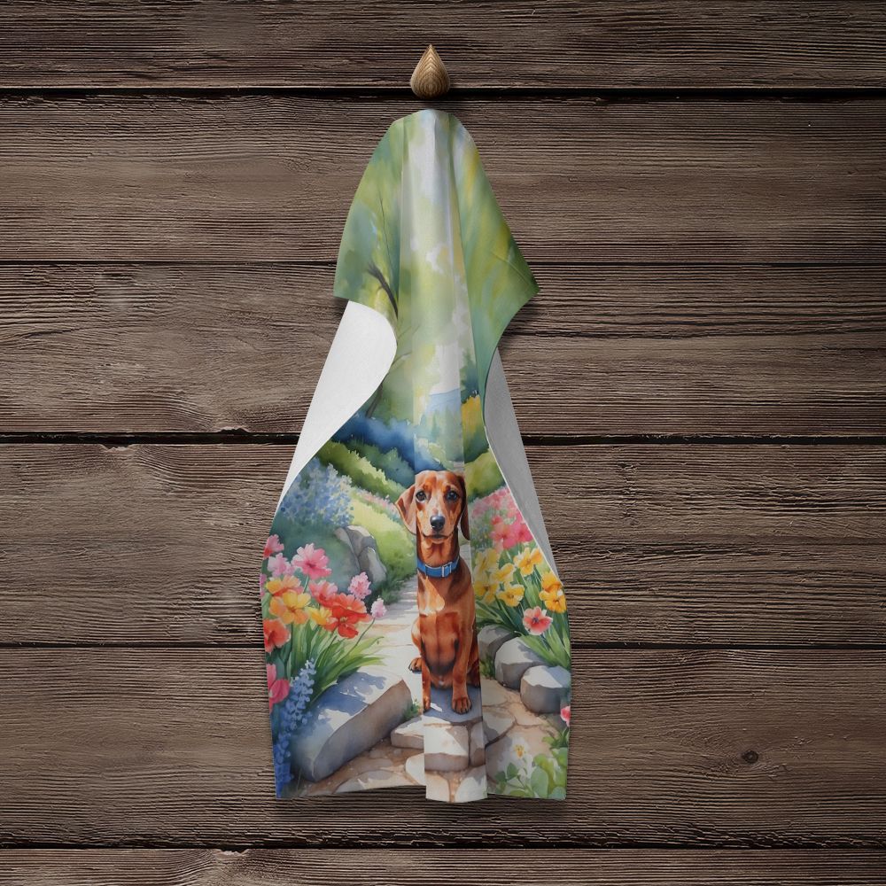 Dachshund Spring Path Kitchen Towel Dish Cloths Guest Hand Towel Decorative Bathroom Towel for Face,Tea, Dishcloth, Kitchen and Bath