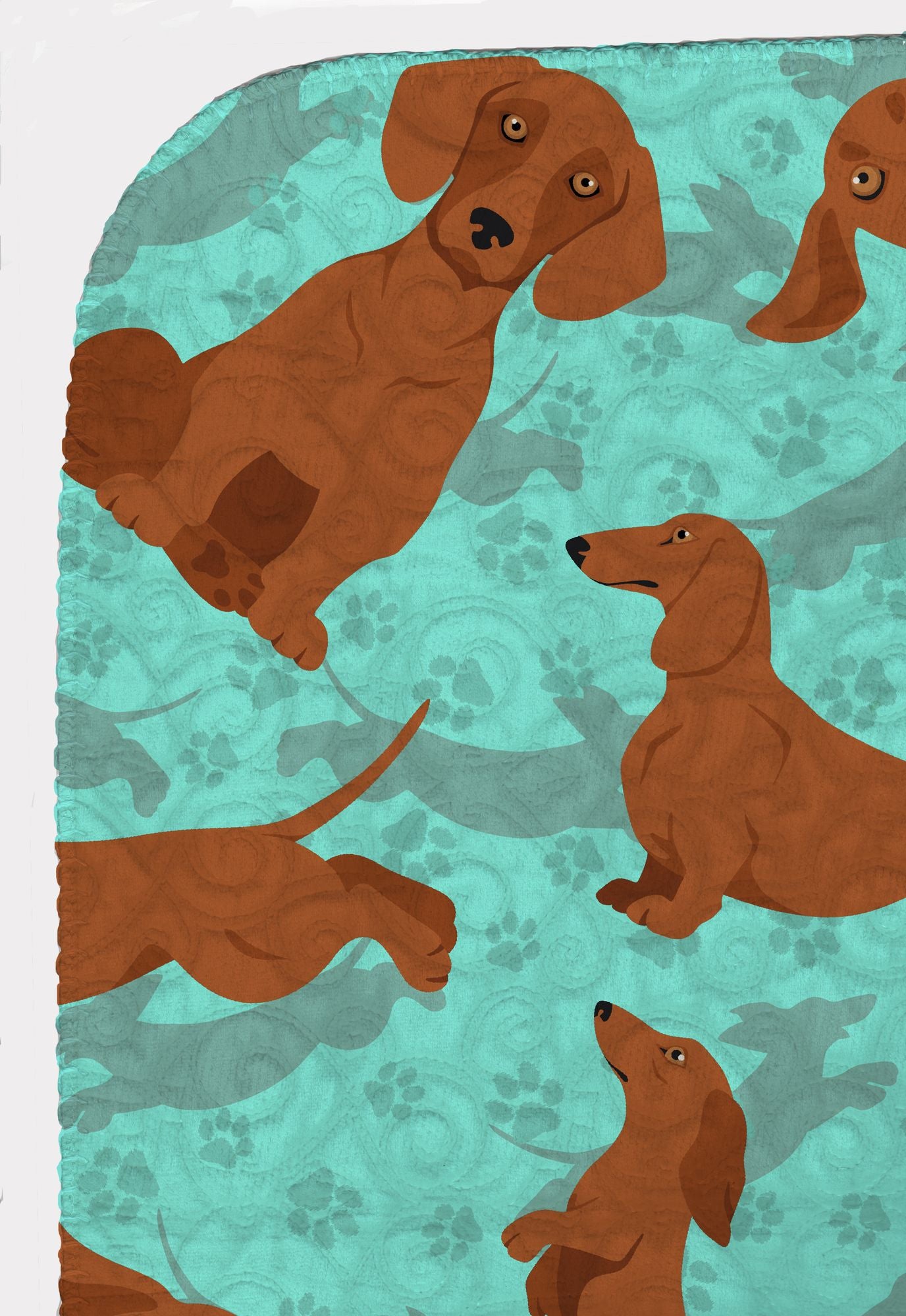 Red Dachshund Quilted Blanket 50x60 Artwork Pattern Quilted Throw Blanket for Bed, Couch, Sofa, Soft and Lightweight