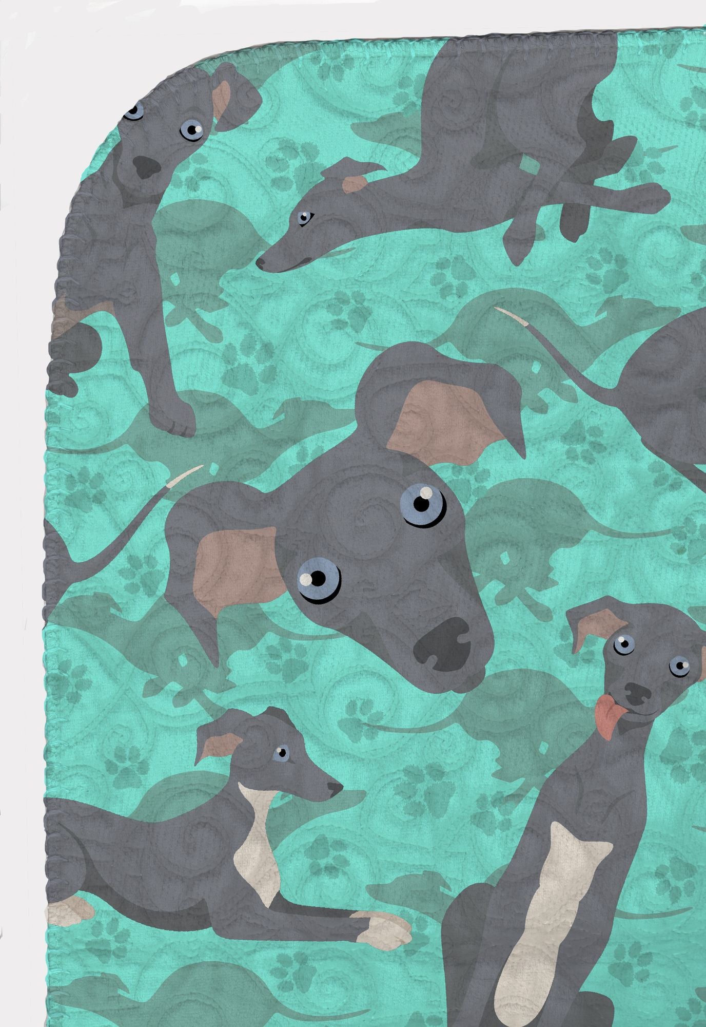 Italian Greyhound Quilted Blanket 50x60 Artwork Pattern Quilted Throw Blanket for Bed, Couch, Sofa, Soft and Lightweight