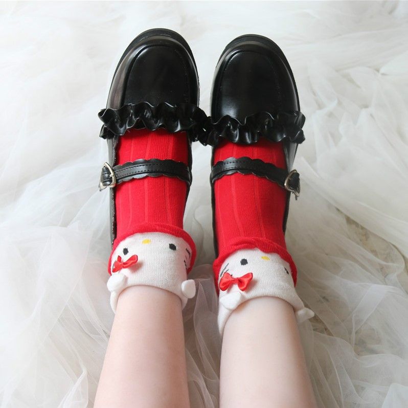 Fashion Sanrio Women's Socks Autumn and Winter Harajuku Kawaii Cute Flanging Girls Socks Lolita Cotton Socks Women Jk Stockings