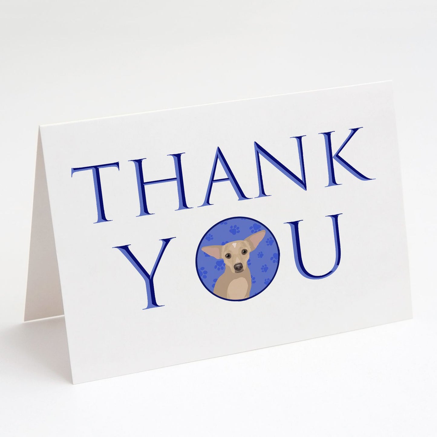 Chihuahua Silver Thank You Greeting Cards Pack of 8 Blank Cards with Envelopes Whimsical A7 Size 5x7 Blank Note Cards