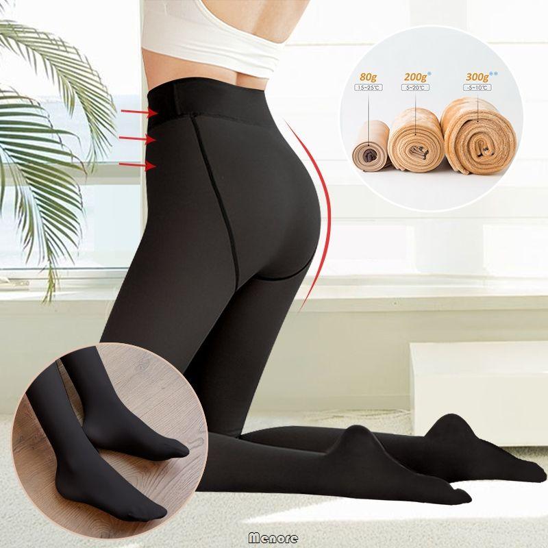 Winter Thermal Pantyhose Women Thicken Stockings Fake Translucent Pantyhose Fleece Lined Tights High Waist Elastic Wool Socks - Clothes For Her Online Store