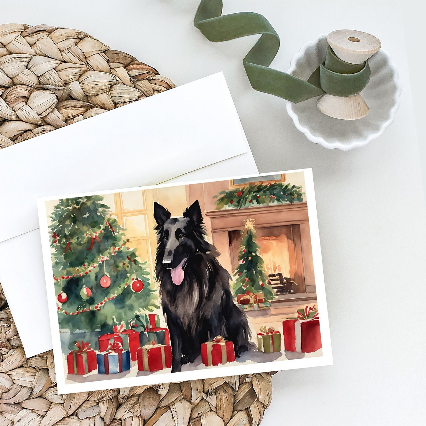Belgian Sheepdog Christmas Greeting Cards Pack of 8 Blank Cards with Envelopes Whimsical A7 Size 5x7 Blank Note Cards