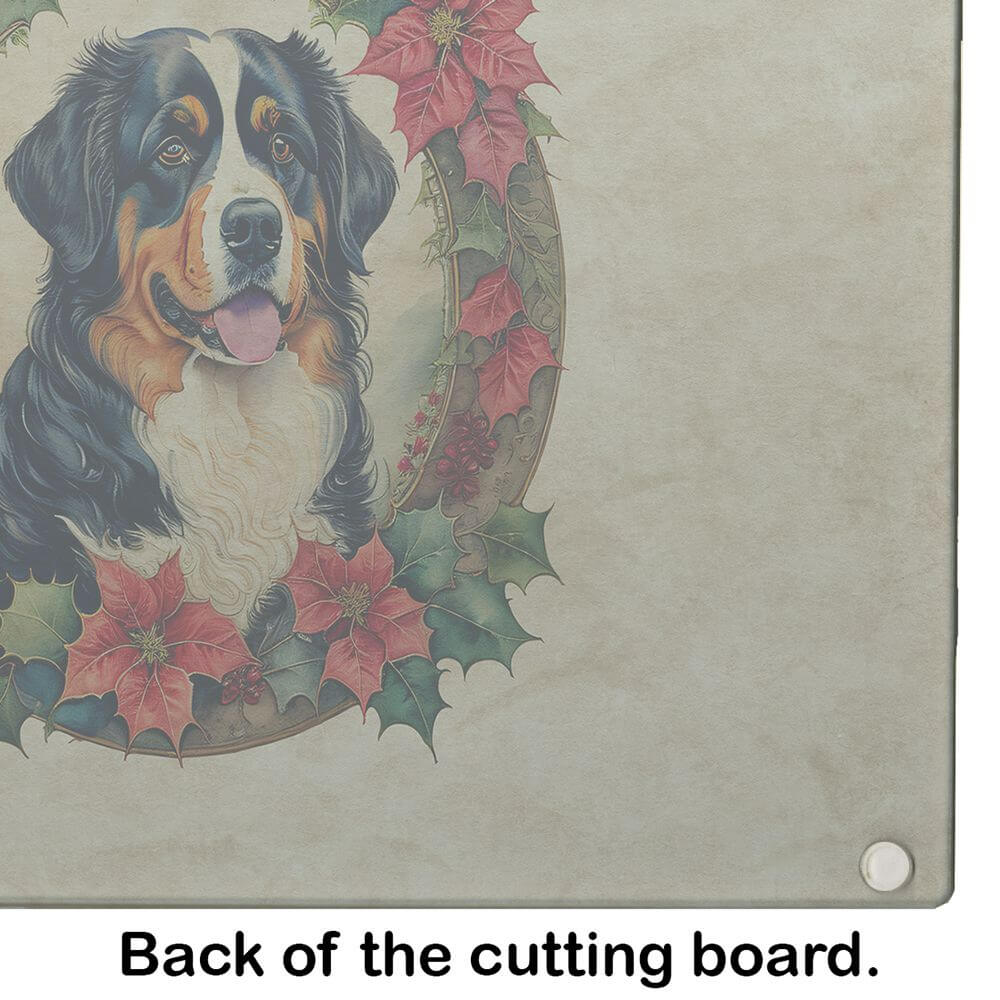 NEW Bernese Mountain Dog Christmas Flowers Glass Cutting Board Decorative Tempered Glass Kitchen Cutting and Serving Board Large Size Chopping Board