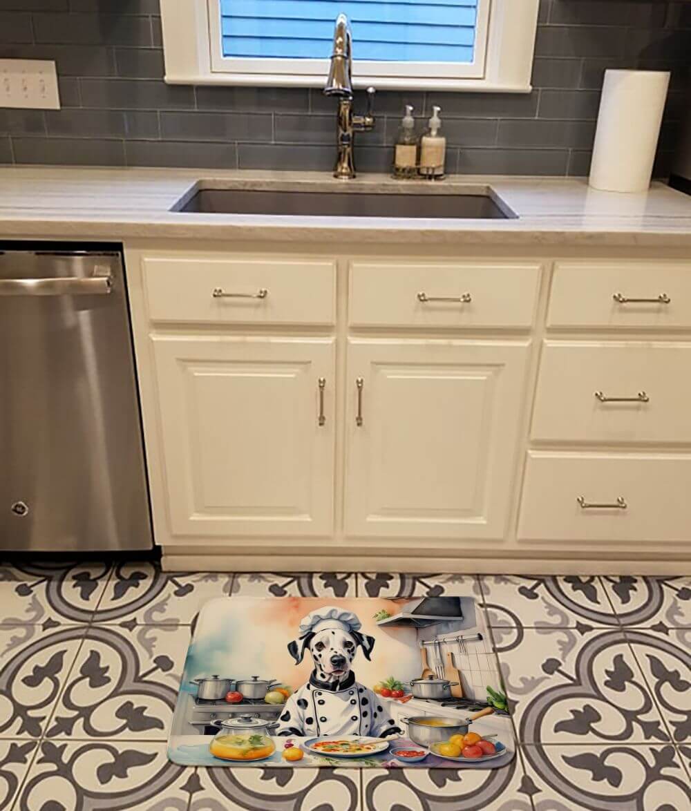 Dalmatian The Chef Memory Foam Kitchen Mat Machine Washable Anti-Fatigue Mat Cushion Comfort Bath Mat or Kitchen Rug