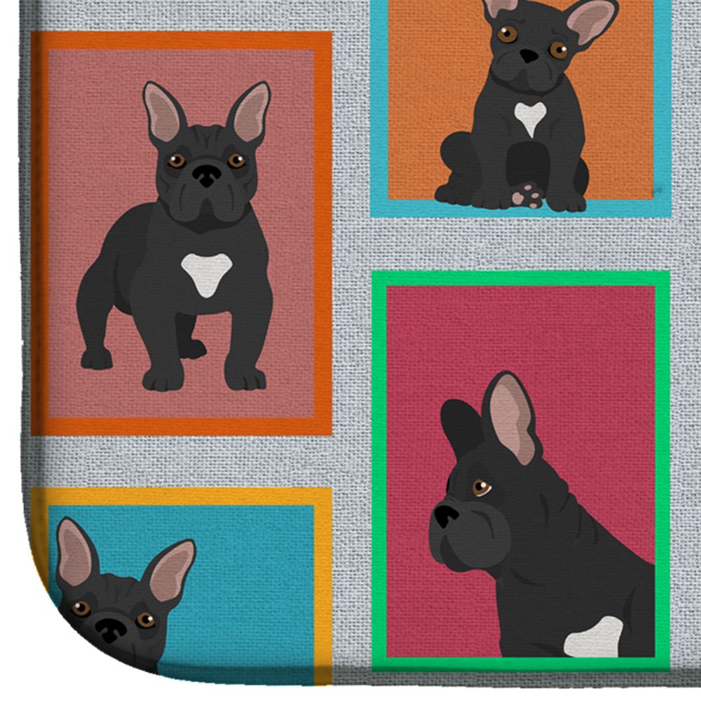 Lots of Black French Bulldog Dish Drying Mat Absorbent Dish Drying Mat Pad for Kitchen Counter Dish Drainer Mat for Countertop, 14 x 21", Multicolor