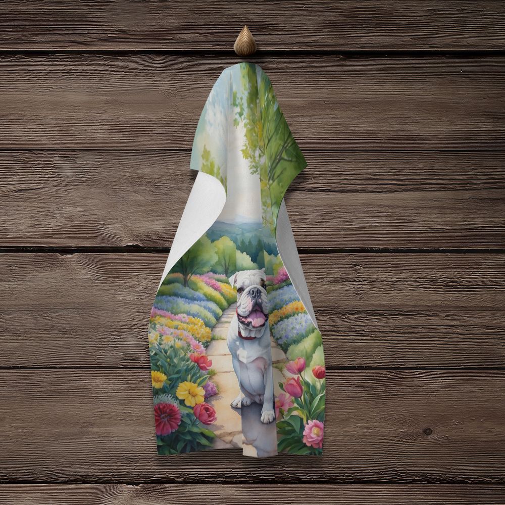 English Bulldog Spring Path Kitchen Towel Dish Cloths Guest Hand Towel Decorative Bathroom Towel for Face,Tea, Dishcloth, Kitchen and Bath