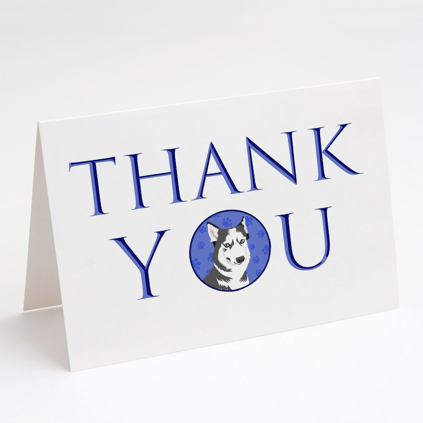 Siberian Husky Silver and White #2 Thank You Greeting Cards Pack of 8 Blank Cards with Envelopes Whimsical A7 Size 5x7 Blank Note Cards