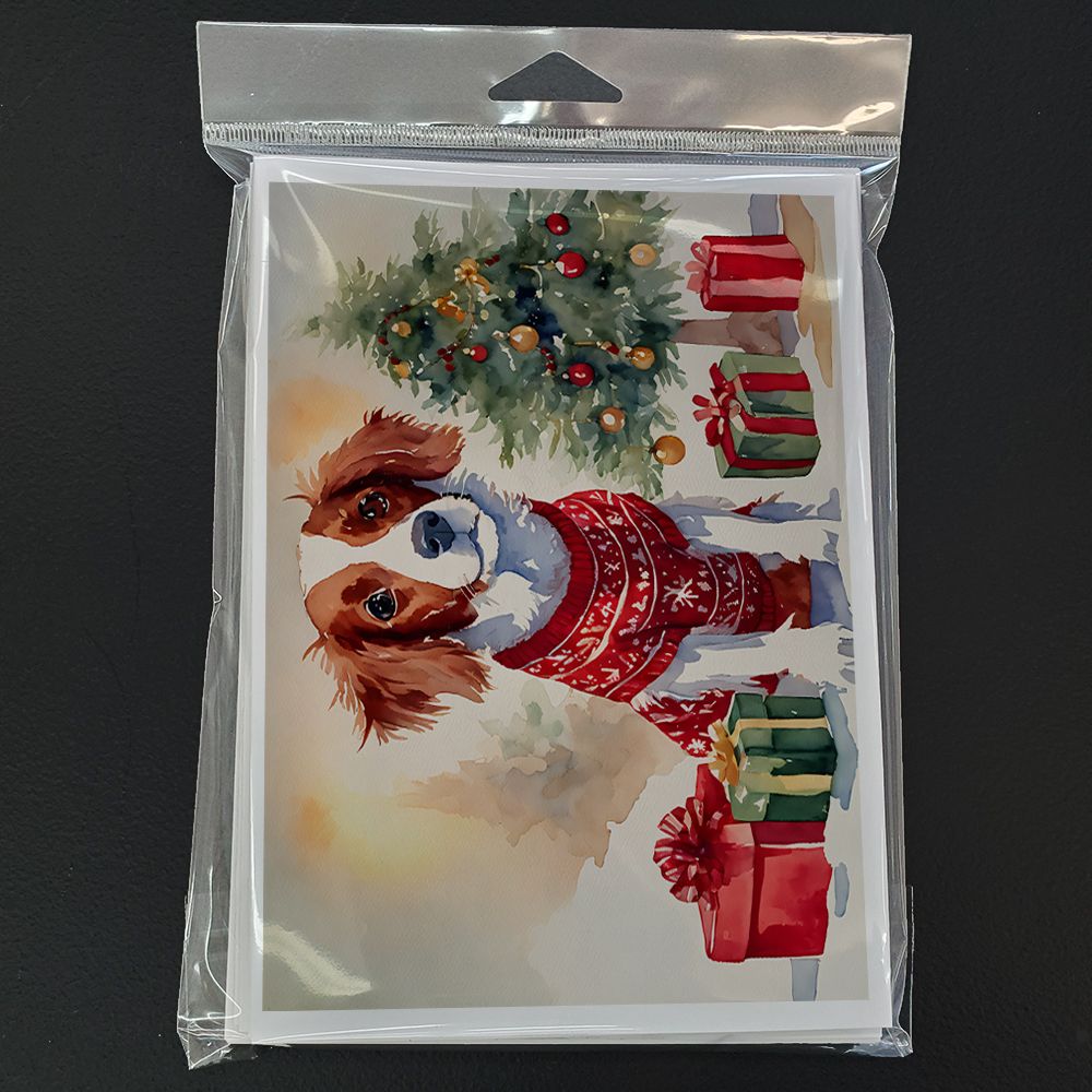 Brittany Spaniel Christmas Greeting Cards Pack of 8 Blank Cards with Envelopes Whimsical A7 Size 5x7 Blank Note Cards