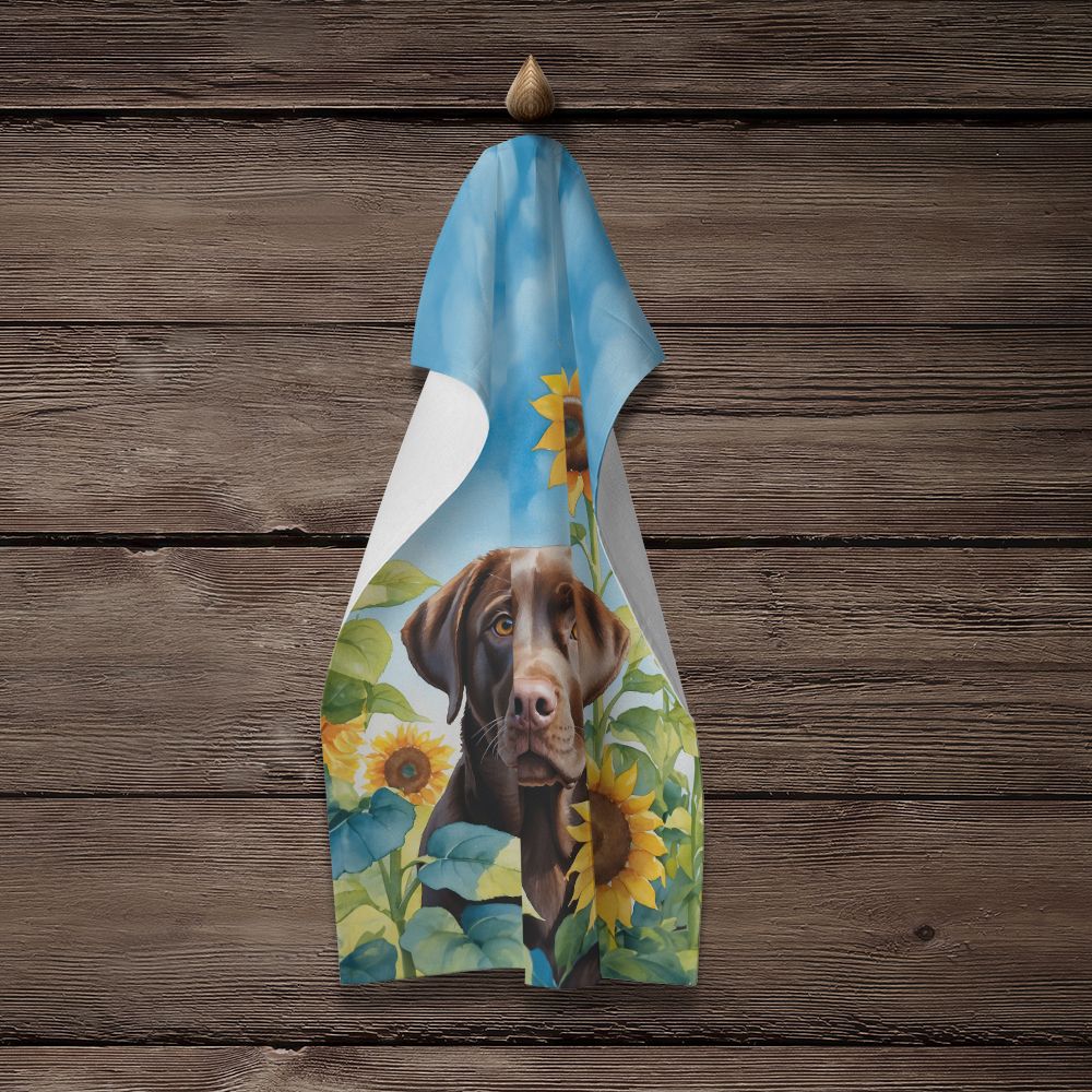 Labrador Retriever in Sunflowers Kitchen Towel Dish Cloths Guest Hand Towel Decorative Bathroom Towel for Face,Tea, Dishcloth, Kitchen and Bath
