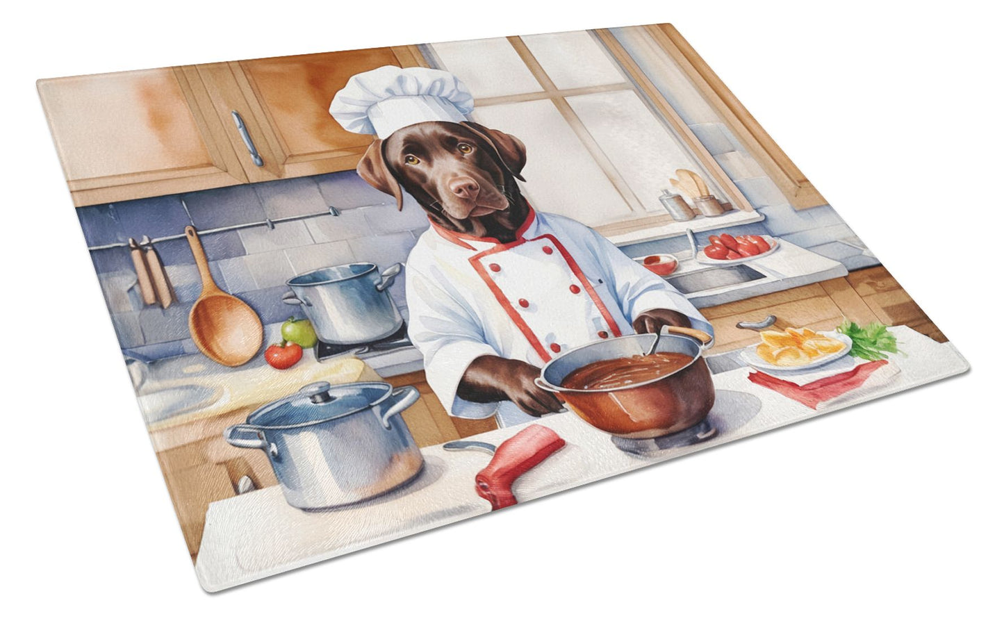 NEW Chocolate Labrador Retriever The Chef Glass Cutting Board Decorative Tempered Glass Kitchen Cutting and Serving Board Large Size Chopping Board