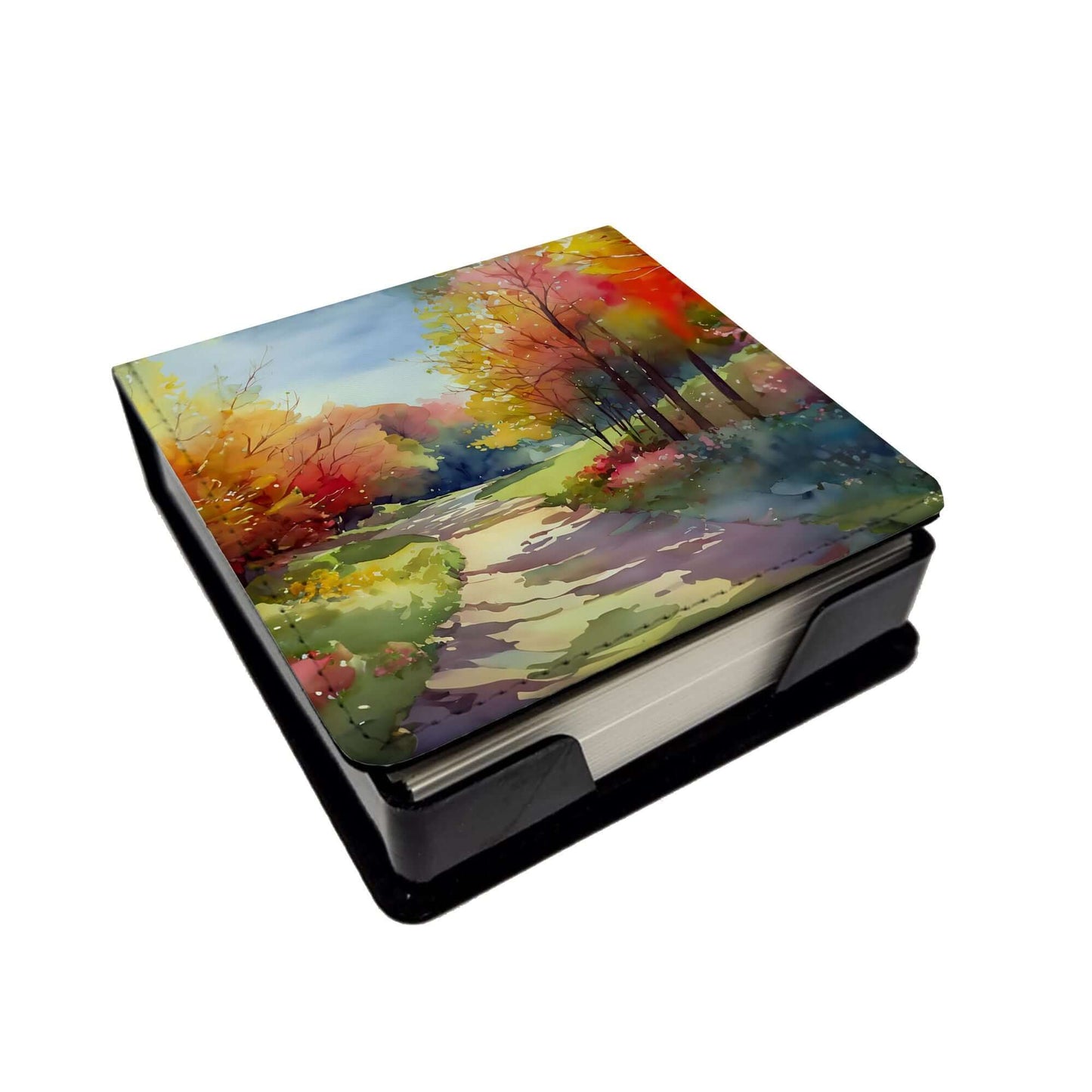 North Carolina Dogwoods in Watercolor PU Leather Note Paper Holder with Artist-Designed Cover, Desk Accessory, Office Gift