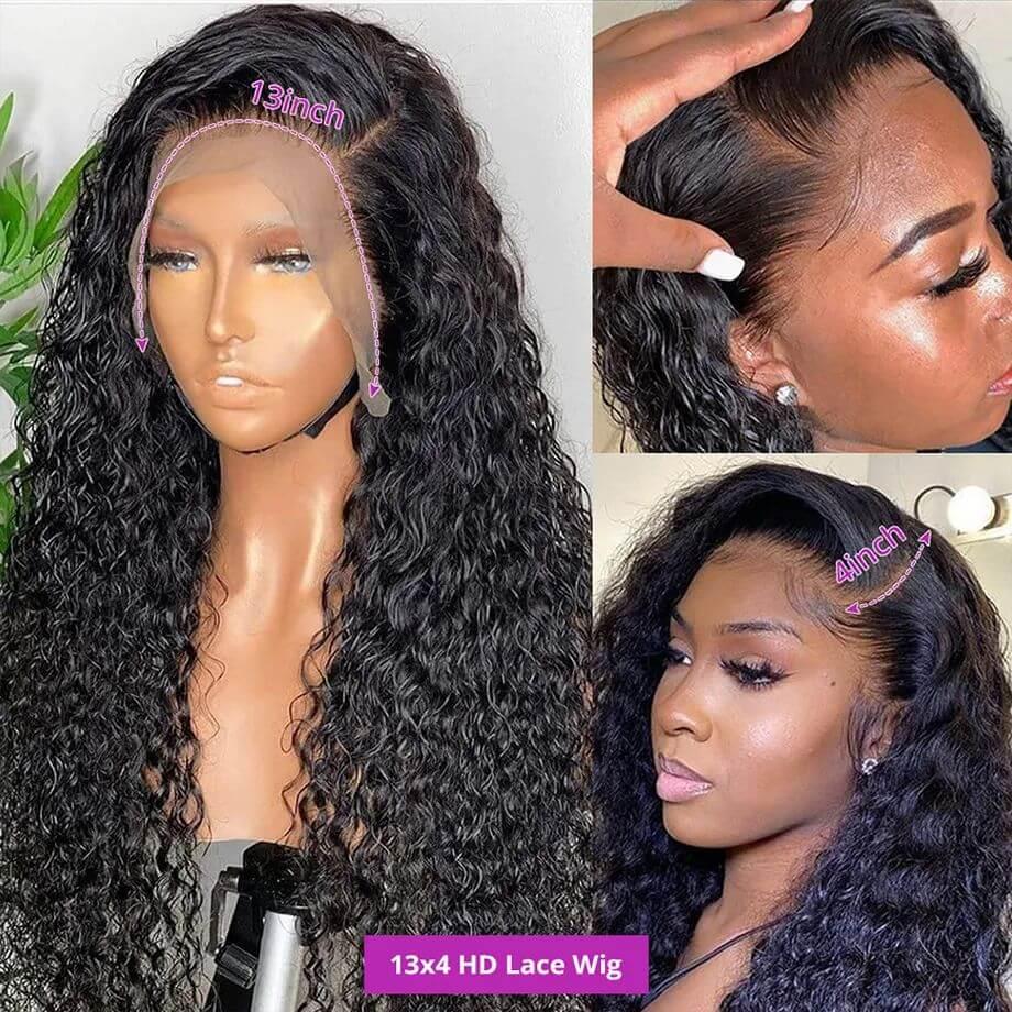 Transparent 13x4 13x6 HD Water Wave Lace Front Wigs Curly Human Hair Wigs Deep Wave Lace Frontal Wigs For Women Pre Plucked - Clothes For Her Online Store