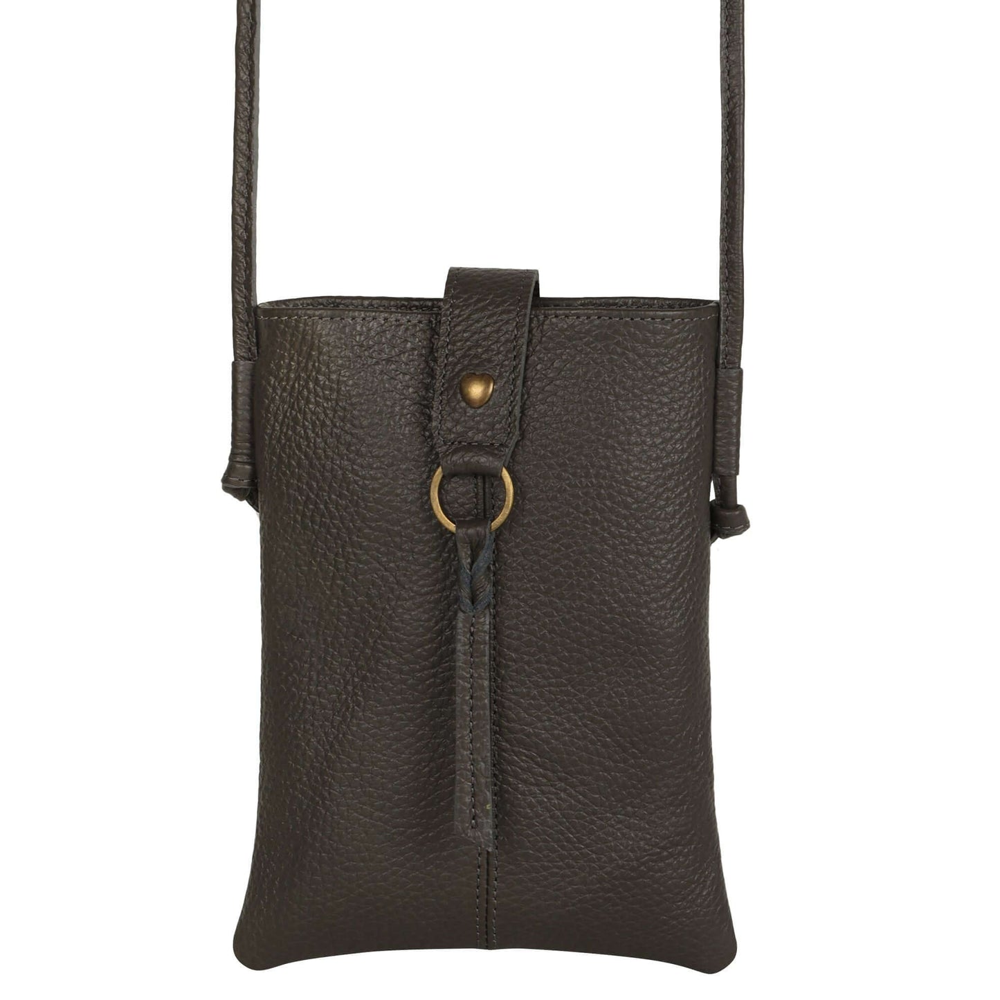 Jennie Small crossbody bag w/ slim strap closure & tassel - Deepest Brown