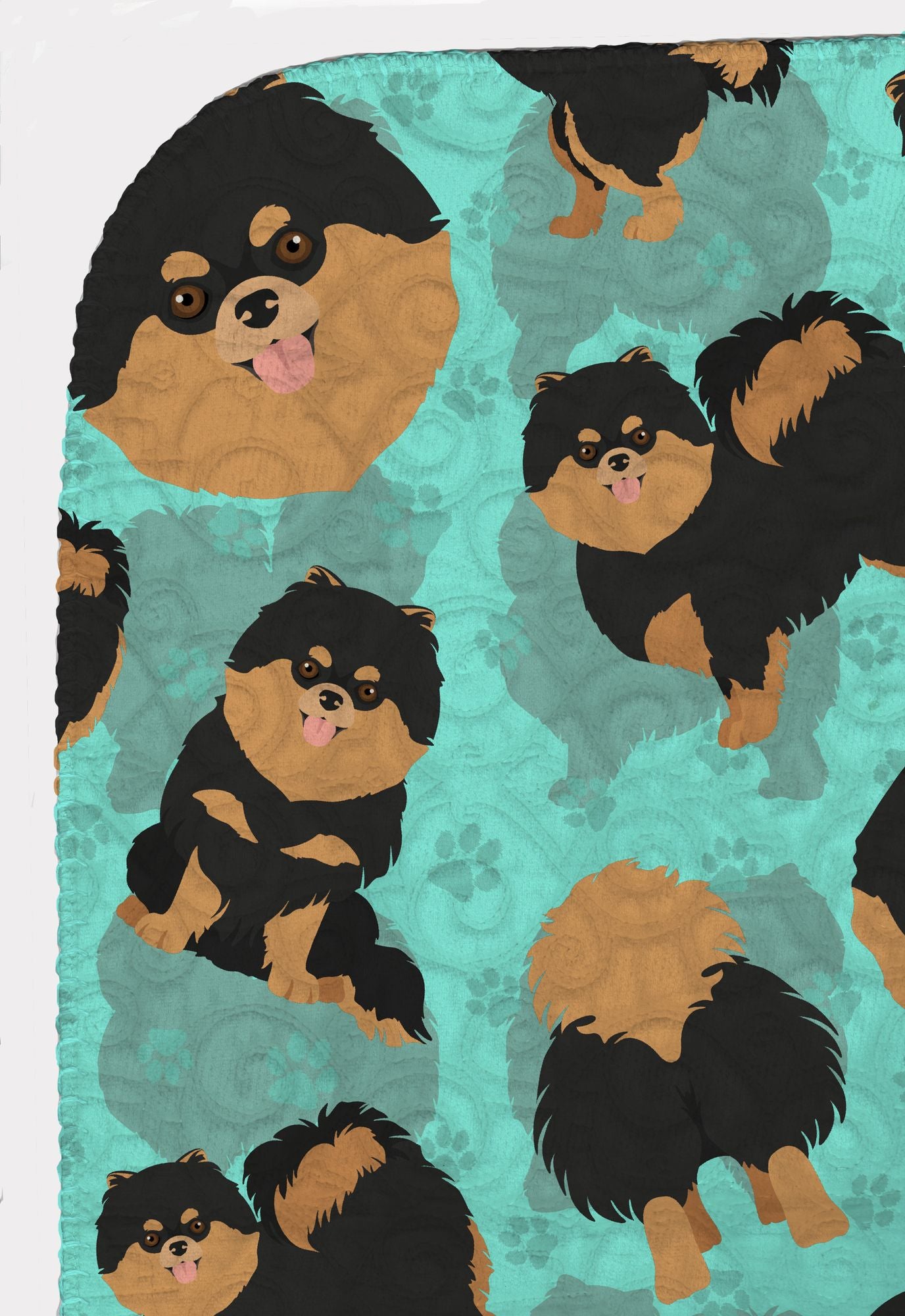 Black and Tan Pomeranian Quilted Blanket 50x60 Artwork Pattern Quilted Throw Blanket for Bed, Couch, Sofa, Soft and Lightweight